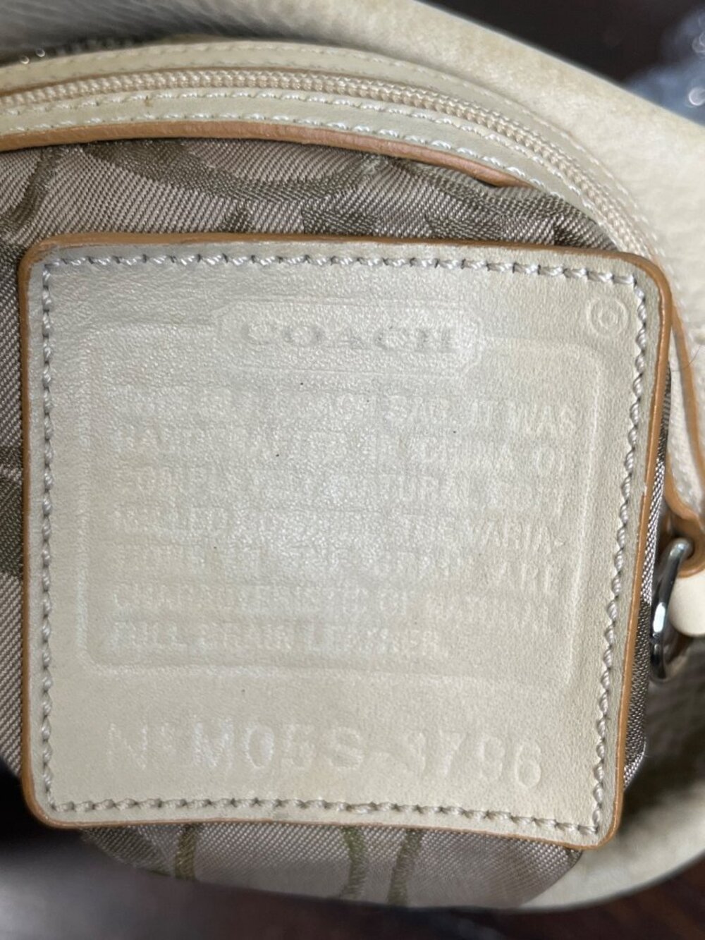 Coach Pebbled Leather Crossbody Bag With Front Zipper Pocket Messenger Beige - Picture 8 of 10